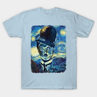 Charlie Chaplin Van Gogh Style T-Shirt